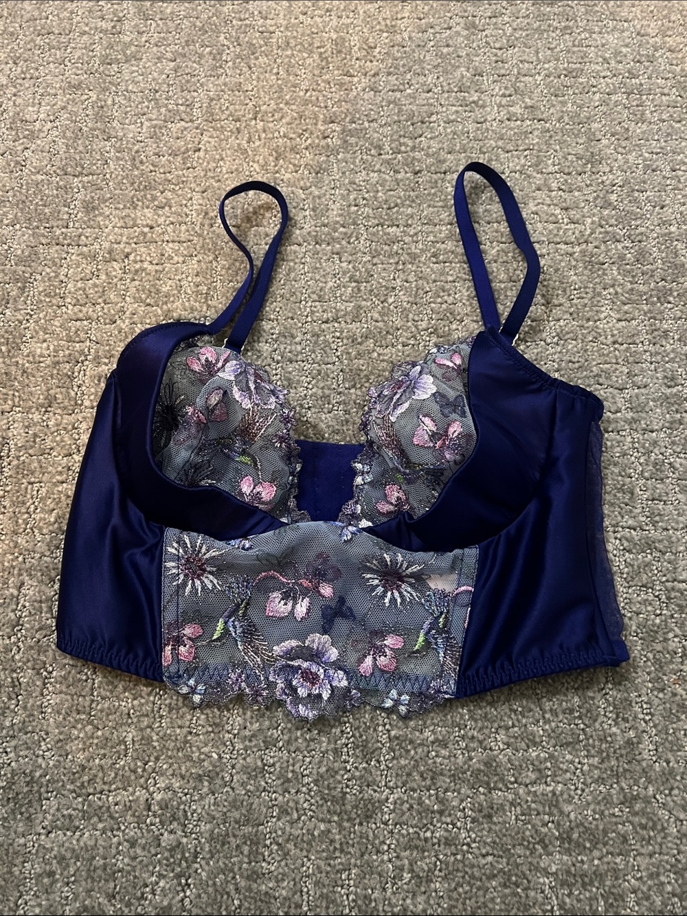 Whimsical Victoria Secret Hummingbird detail corset in royal blue